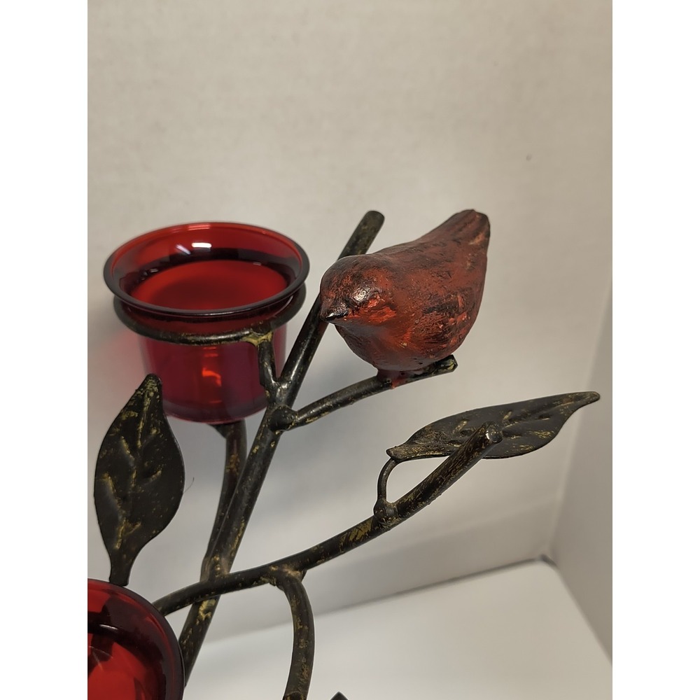 Vintage Metal Tree W Red Birds Tealight Candle Holder Centerpiece Cracker Barrel - Picture 7 of 7